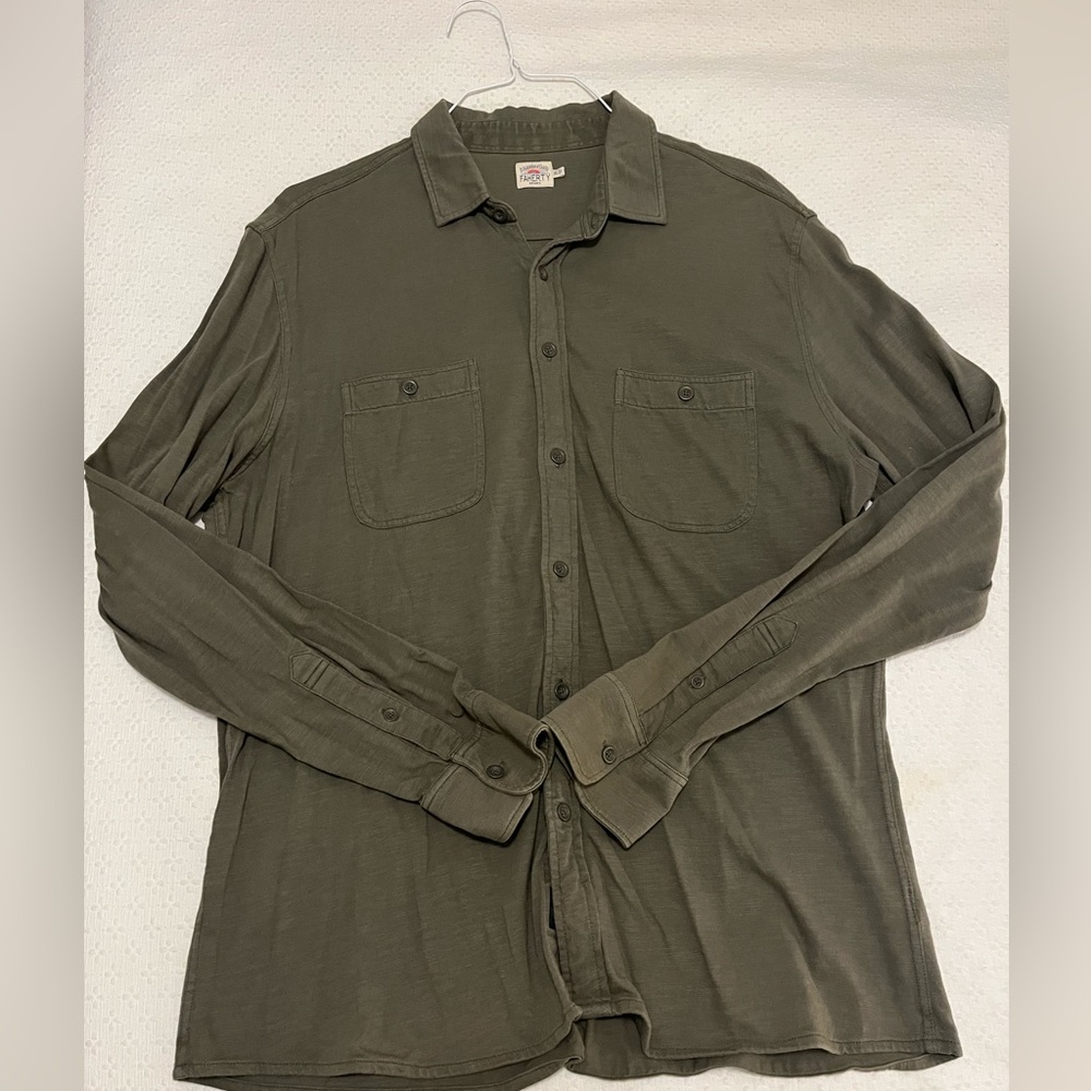 Faherty Seasons Shirt Olive Green - Size XL